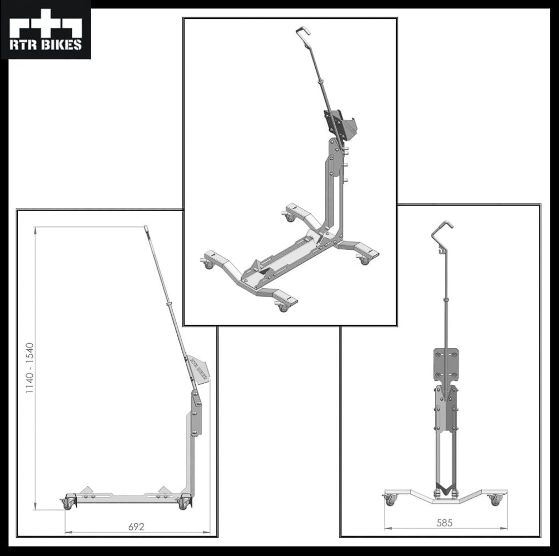 RTR BIKES BRUTUS UP PRO Professional Freestanding Bicycle Stand - Ideal for Your Garage, Home or Bicycle Shop