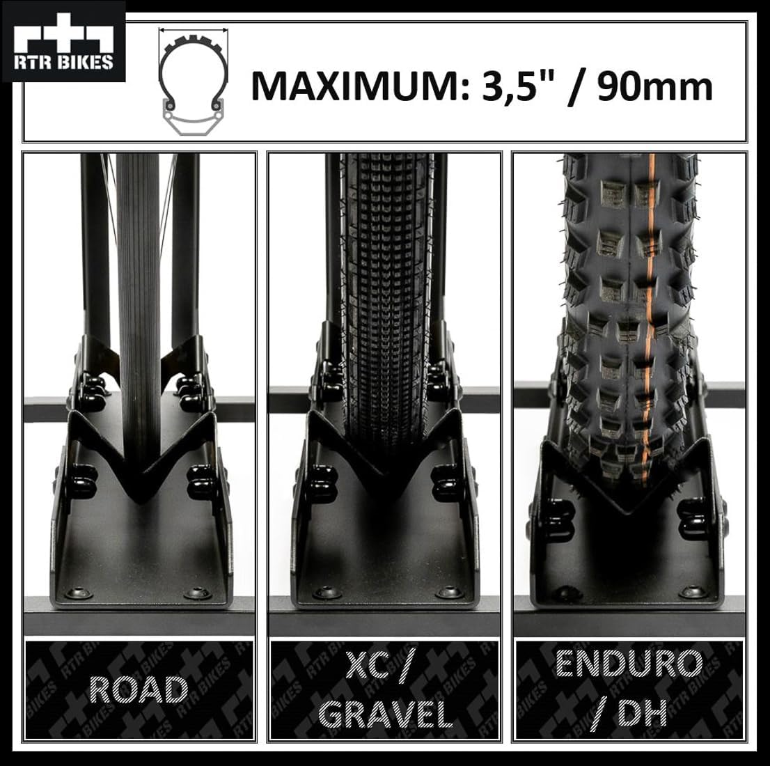RTR BIKES BRUTUS UP PRO Professional Freestanding Bicycle Stand - Ideal for Your Garage, Home or Bicycle Shop