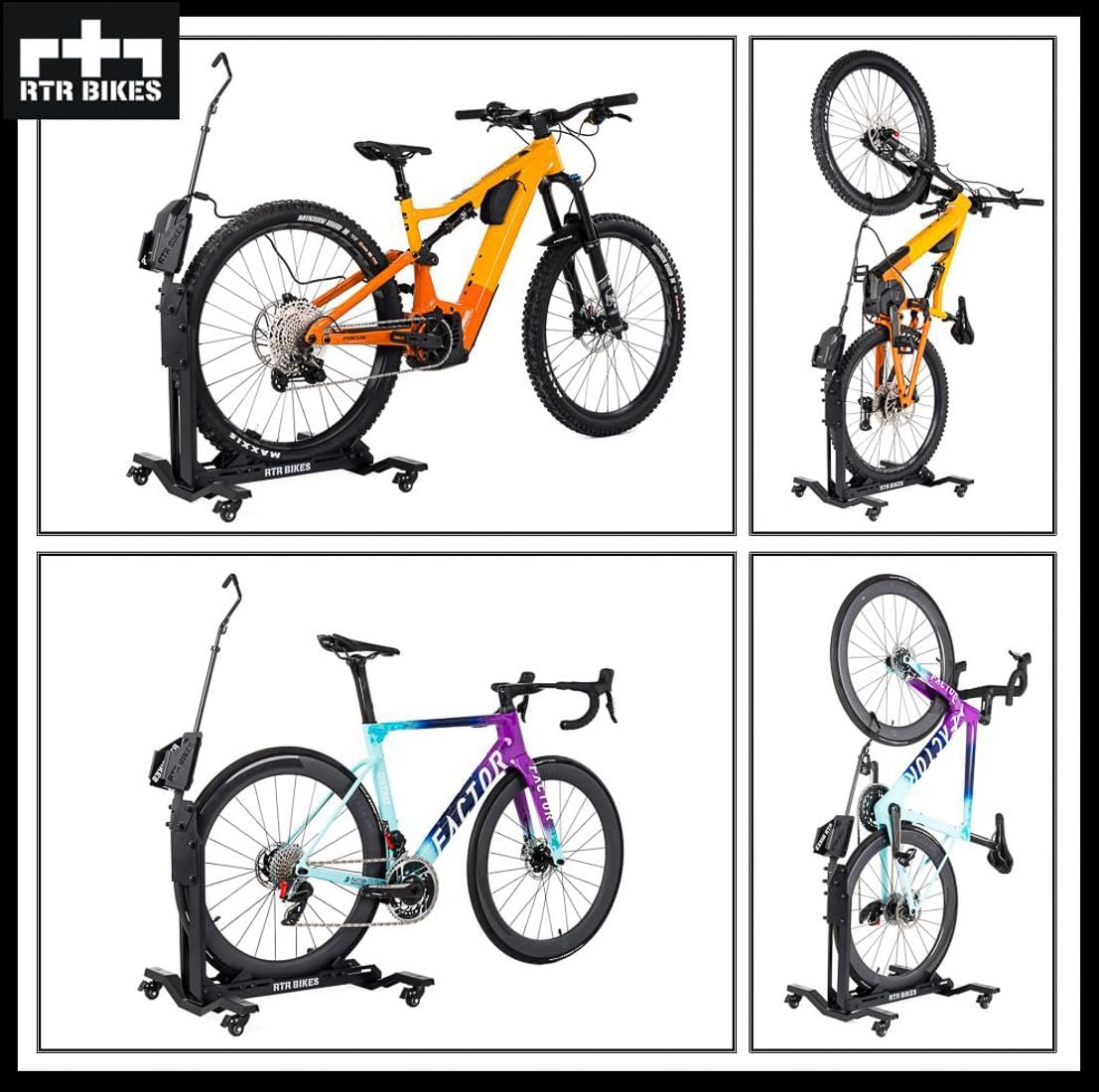 RTR BIKES BRUTUS UP PRO Professional Freestanding Bicycle Stand - Ideal for Your Garage, Home or Bicycle Shop