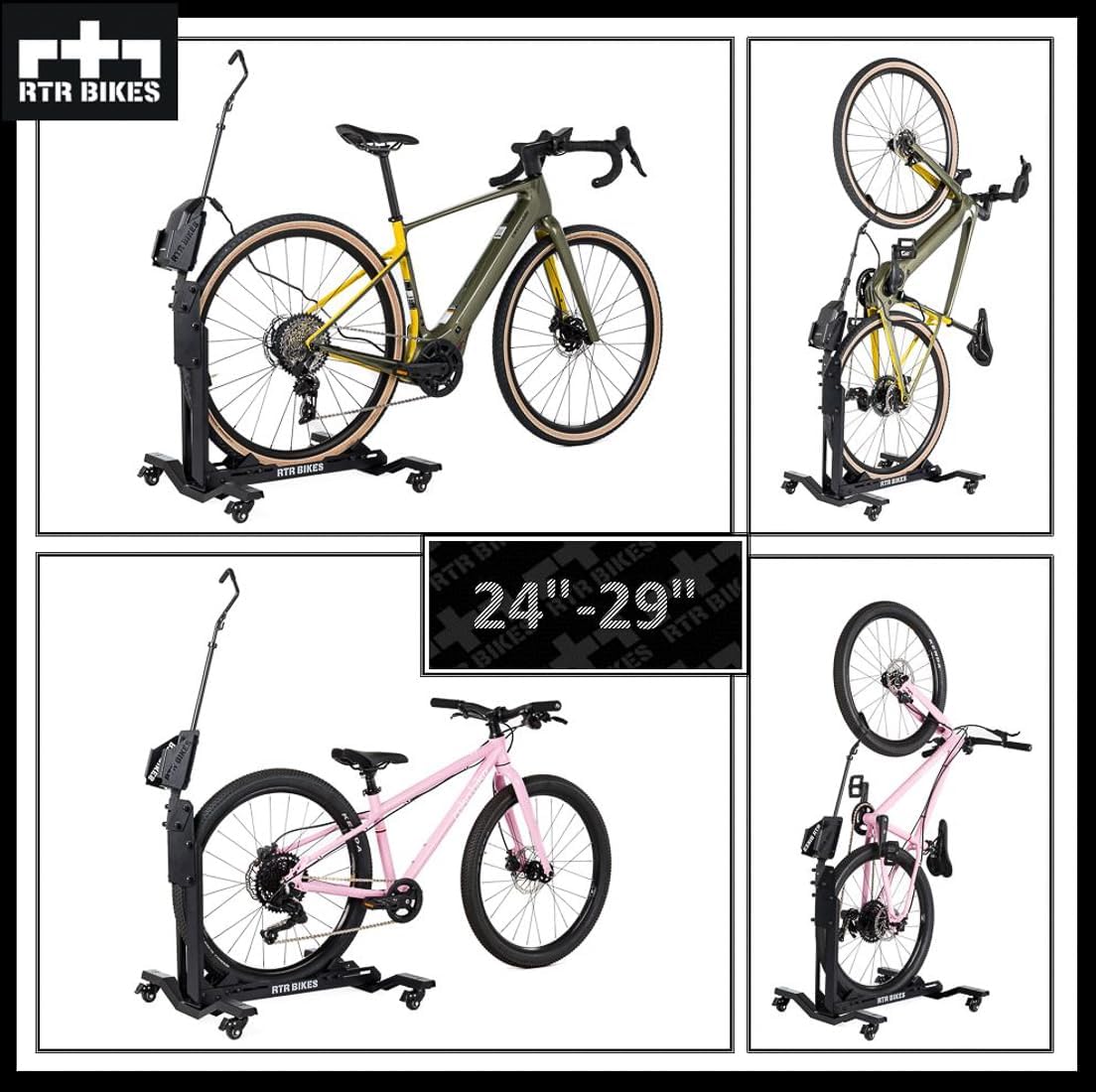 RTR BIKES BRUTUS UP PRO Professional Freestanding Bicycle Stand - Ideal for Your Garage, Home or Bicycle Shop
