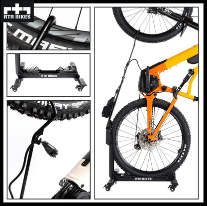 RTR BIKES BRUTUS UP PRO Professional Freestanding Bicycle Stand - Ideal for Your Garage, Home or Bicycle Shop